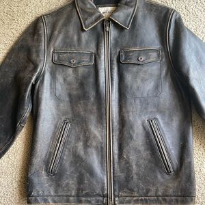 BKE 67 Leather Jacket Size S Mens DISTRESSED Motorcycle Jacket THICK